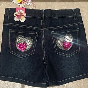 NWT Yom Yom Kids Denim Shorts with Heart Sequins Accents Size 14